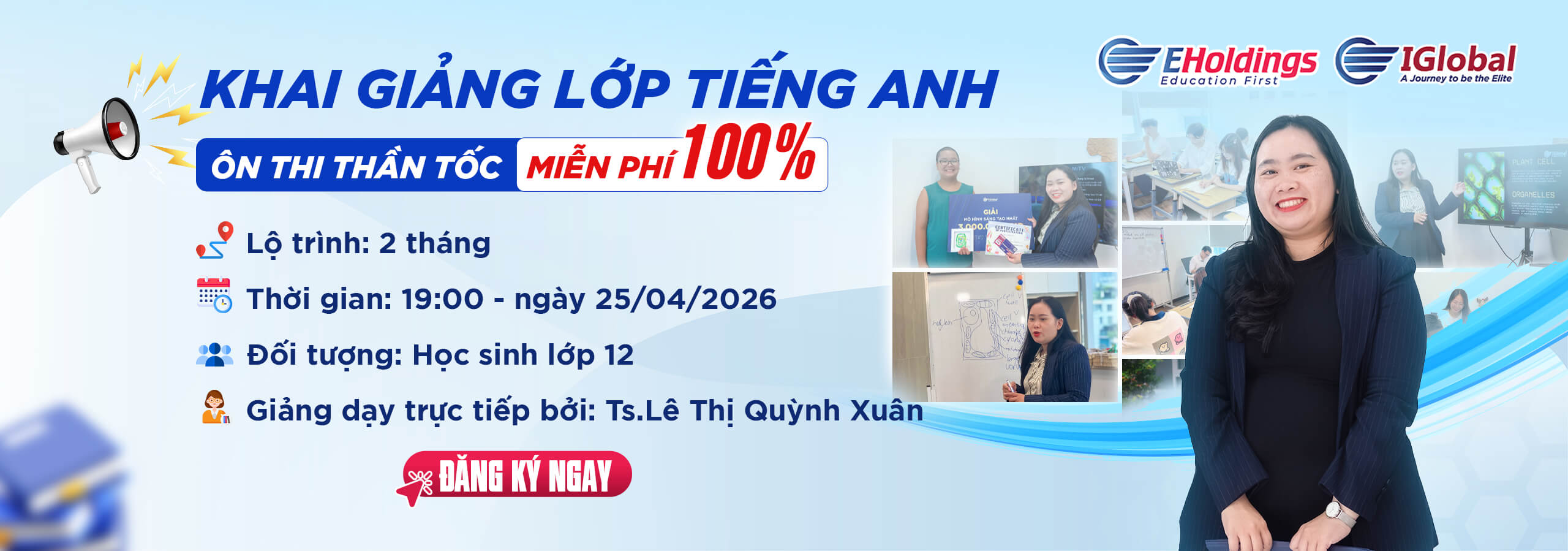 Lịch khai giảng lớp tiếng Anh ôn thi cấp tốc, MIỄN PHÍ 100%